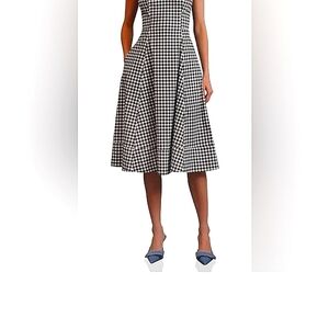 Avec Les Filles Black and White Gingham A-Line Skirt